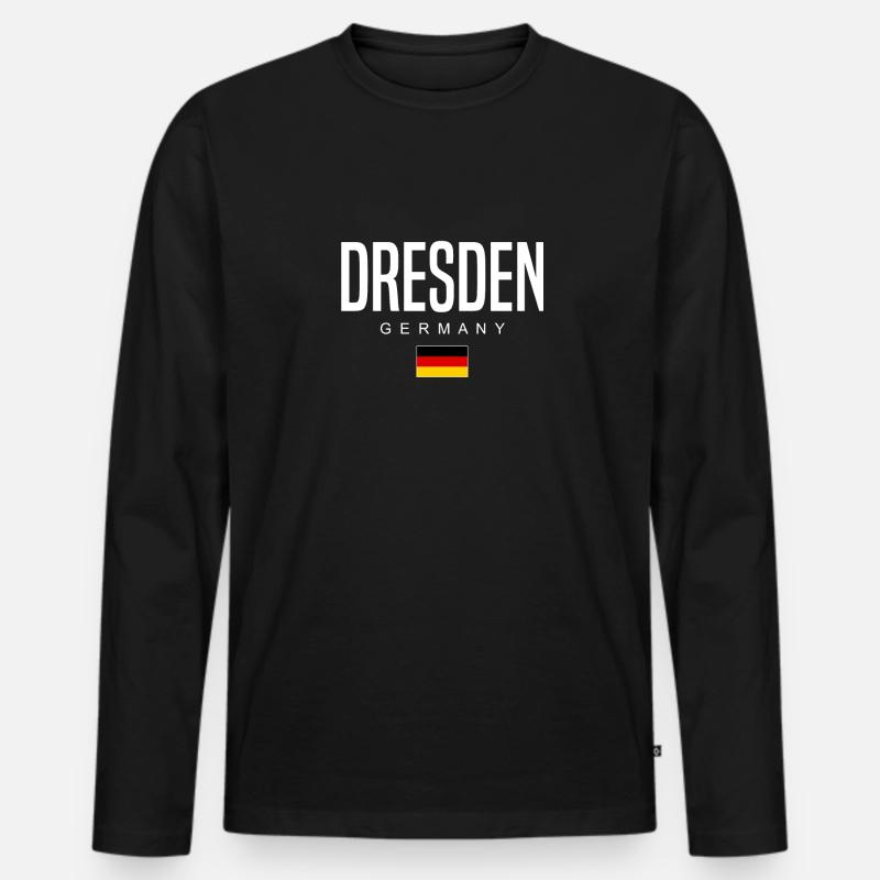 Dresden - Männer Premium Bio Langarmshirt - Schwarz