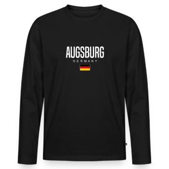 Augsburg - Men's Premium Organic Long Sleeve Shirt - black - Front - Nico (187cm)
