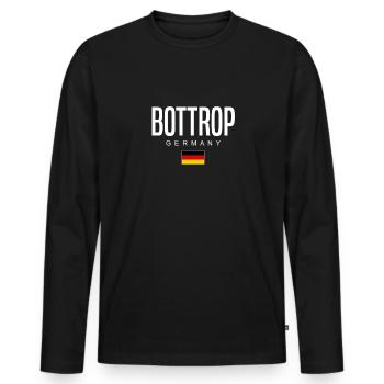 Bottrop - Männer Premium Bio Langarmshirt - Schwarz - Vorne - Nico (187cm)