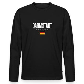 Darmstadt - Männer Premium Bio Langarmshirt - Schwarz - Vorne - Nico (187cm)