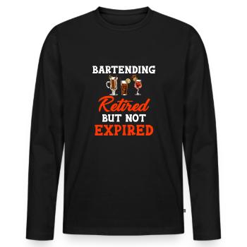 Barkeeper Im Ruhestand, Aber Nicht Abgelaufen - Männer Premium Bio Langarmshirt - Schwarz - Vorne - Nico (187cm)