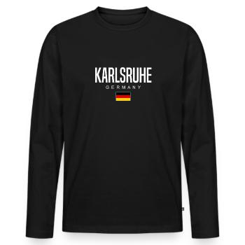 Karlsruhe - Men's Premium Organic Long Sleeve Shirt - black - Front - Nico (187cm)