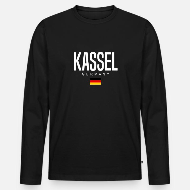 Kassel - Männer Premium Bio Langarmshirt - Schwarz