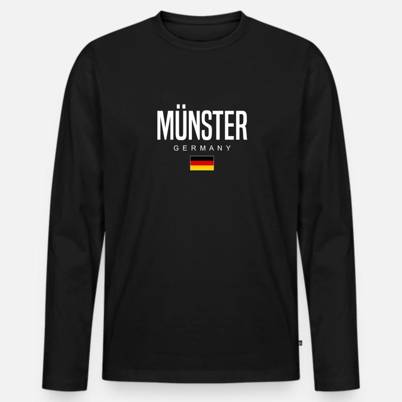 Münster - Männer Premium Bio Langarmshirt - Schwarz