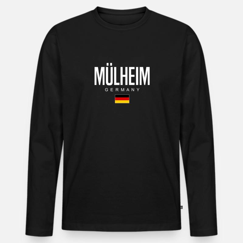 Mülheim - Männer Premium Bio Langarmshirt - Schwarz