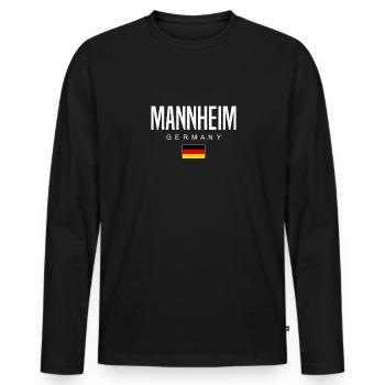 Mannheim - T-shirt manches longues Premium bio Homme - noir - Devant - Nico (187cm)