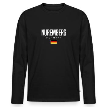 Nuremberg - T-shirt manches longues Premium bio Homme - noir - Devant - Nico (187cm)