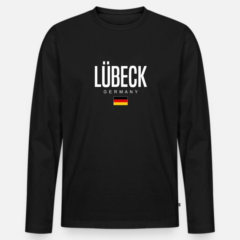 Lübeck - Männer Premium Bio Langarmshirt - Schwarz
