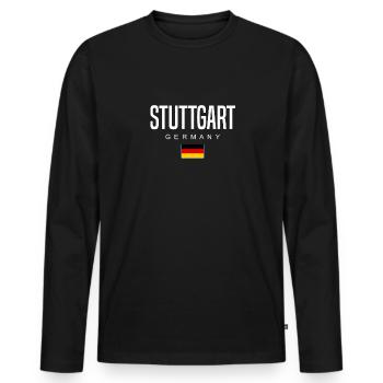 Stuttgart - T-shirt manches longues Premium bio Homme - noir - Devant - Nico (187cm)
