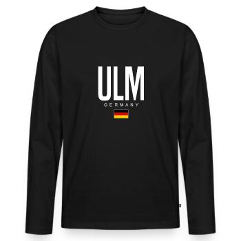 Ulm - Männer Premium Bio Langarmshirt - Schwarz - Vorne - Nico (187cm)