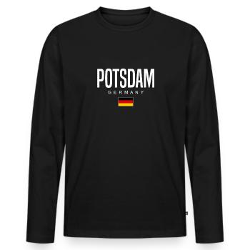 Potsdam - Men's Premium Organic Long Sleeve Shirt - black - Front - Nico (187cm)
