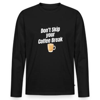 Ne sautez pas votre pause-café Cafecito - T-shirt manches longues Premium bio Homme - noir - Devant - Nico (187cm)
