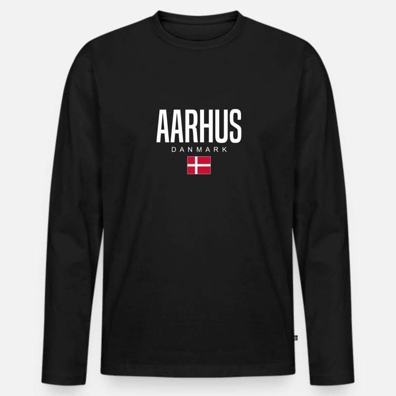 Aarhus Dänemark - Männer Premium Bio Langarmshirt - Schwarz