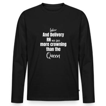 Wehen Und Entbindung Rn Wir Sehen Mehr Krönung - Männer Premium Bio Langarmshirt - Schwarz - Vorne - Nico (187cm)