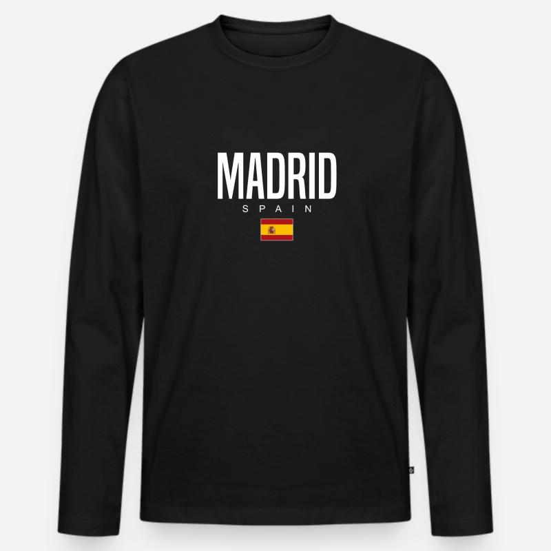 Madrid Spanien - Männer Premium Bio Langarmshirt - Schwarz