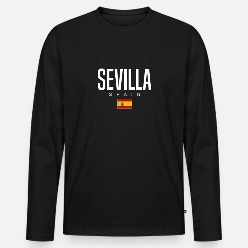 Sevilla Spanien - Männer Premium Bio Langarmshirt - Schwarz