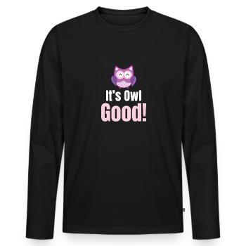 C’est bon hibou ! Costume d’Halloween Jeux de mots - T-shirt manches longues Premium bio Homme - noir - Devant - Nico (187cm)
