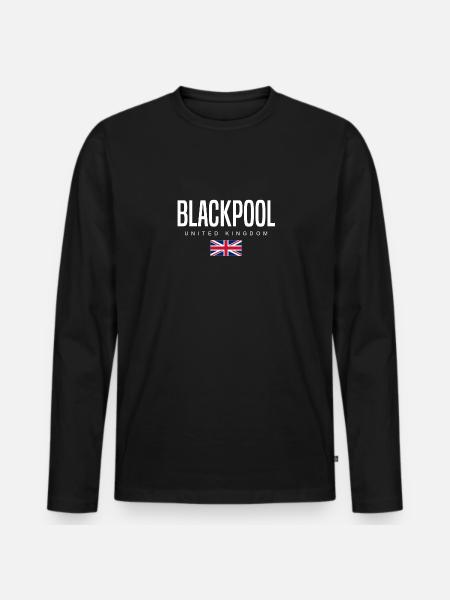 Blackpool, Royaume-Uni - T-shirt manches longues Premium bio Homme - noir