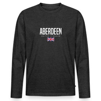 Aberdeen, Royaume-Uni - T-shirt manches longues Premium bio Homme - anthracite chiné - Devant - Nico (187cm)