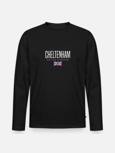 Cheltenham, United Kingdom - Men's Premium Organic Long Sleeve Shirt - black