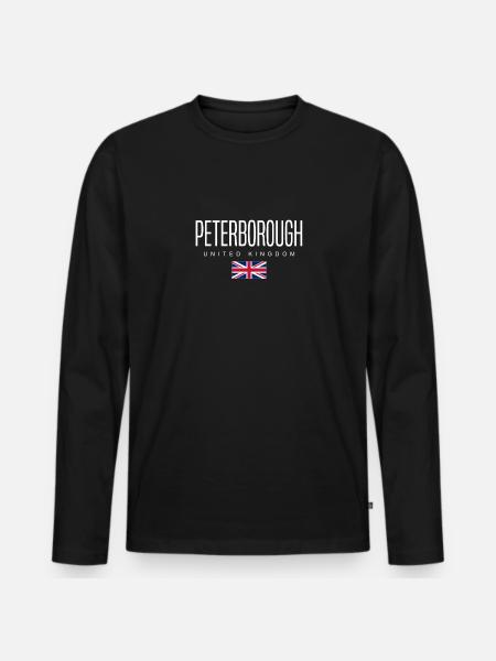 Peterborough, Angleterre, Royaume-Uni - T-shirt manches longues Premium bio Homme - noir