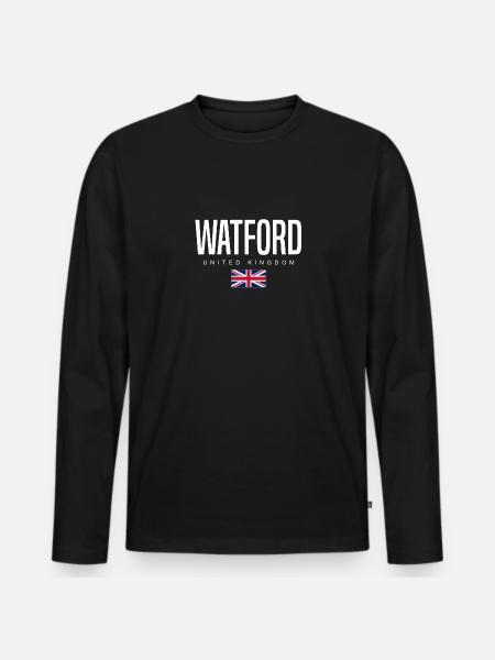 Watford England Großbritannien - Männer Premium Bio Langarmshirt - Schwarz