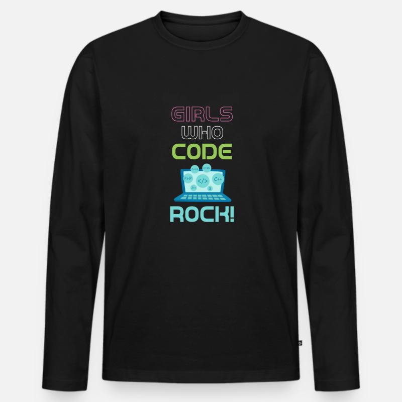 Girls who code, rock! Programmer - Men's Premium Organic Long Sleeve Shirt - black