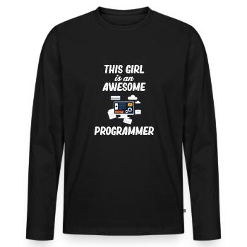 Cette fille est une fantastique - T-shirt manches longues Premium bio Homme - noir - Devant - Nico (187cm)