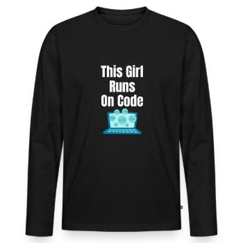 This Girl Runs On Codes Programmer - Men's Premium Organic Long Sleeve Shirt - black - Front - Nico (187cm)