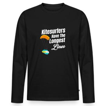 Kitesurfers have the longest windy sailboard - Men's Premium Organic Long Sleeve Shirt - black - Front - Nico (187cm)