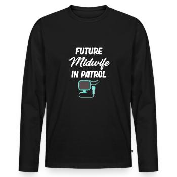 Zukünftige Hebamme Auf Patrouille, Geburtshilfe - Männer Premium Bio Langarmshirt - Schwarz - Vorne - Nico (187cm)