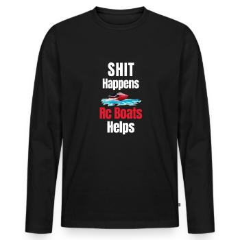 Shit Happens Rc Boats aide le capitaine Airboat - T-shirt manches longues Premium bio Homme - noir - Devant - Nico (187cm)