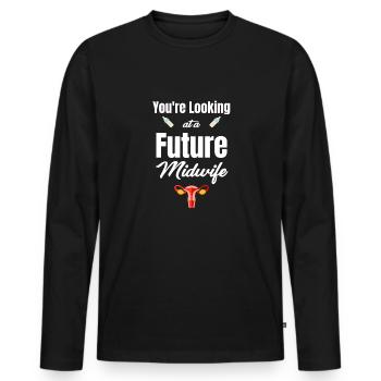 Sie Sind Auf Der Suche Nach Einer Zukünftigen - Männer Premium Bio Langarmshirt - Schwarz - Vorne - Nico (187cm)