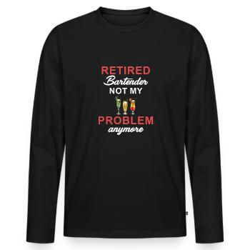 Barman à la retraite, ce n'est plus mon problème - T-shirt manches longues Premium bio Homme - noir - Devant - Nico (187cm)