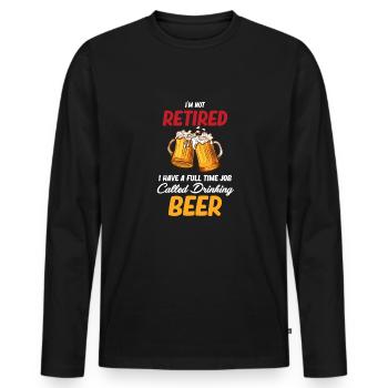 Je ne suis pas à la retraite, j'en ai un - T-shirt manches longues Premium bio Homme - noir - Devant - Nico (187cm)