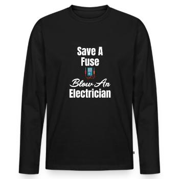Speichern Sie Einen Sicherungsdurchbruch. Ein - Männer Premium Bio Langarmshirt - Schwarz - Vorne - Nico (187cm)