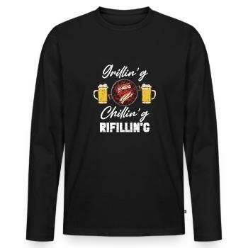 Grillin'g Chillin'g Refilli'n Barbecue Lover - Männer Premium Bio Langarmshirt - Schwarz - Vorne - Nico (187cm)