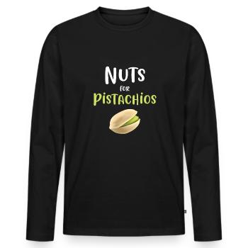 Noix pour pistaches Pistache Lover Topping - T-shirt manches longues Premium bio Homme - noir - Devant - Nico (187cm)