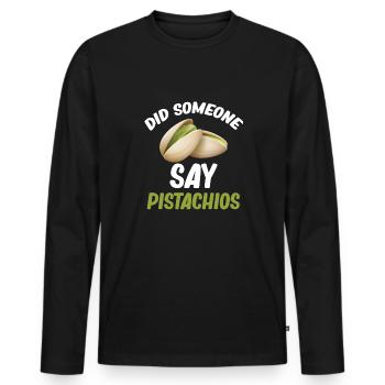 Quelqu’un a-t-il dit glace à la pistache avec des noix au chocolat ? - T-shirt manches longues Premium bio Homme - noir - Devant - Nico (187cm)