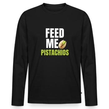 Nourrissez-moi un amateur de crème glacée à la pistache avec - T-shirt manches longues Premium bio Homme - noir - Devant - Nico (187cm)