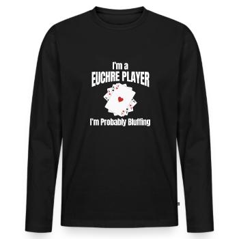 Ich Bin Ein Euchre-spieler, Ich Bluffe - Männer Premium Bio Langarmshirt - Schwarz - Vorne - Nico (187cm)
