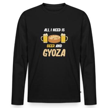 All I Need Is Beer And Gyoza - Men's Premium Organic Long Sleeve Shirt - black - Front - Nico (187cm)