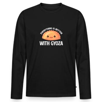 Everything Is Better With Gyoza Chinese Potstickers - Men's Premium Organic Long Sleeve Shirt - black - Front - Nico (187cm)