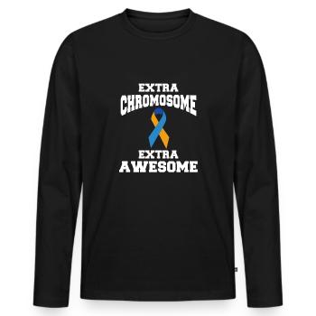 Extra Chromosome Extra Awesome Down Syndrome - Men's Premium Organic Long Sleeve Shirt - black - Front - Nico (187cm)