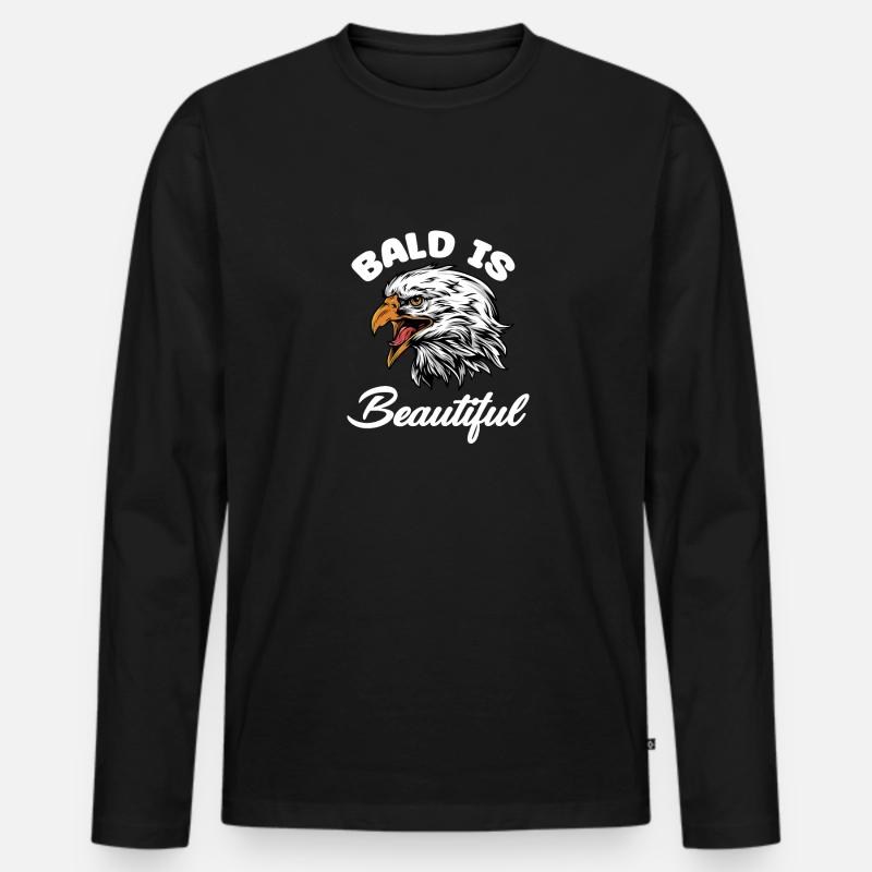 Glatze Ist Schön, Lustiger Bärtiger - Männer Premium Bio Langarmshirt - Schwarz