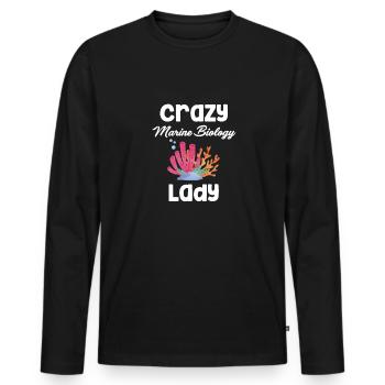 Crazy Marine Biology Lady Aquariums - T-shirt manches longues Premium bio Homme - noir - Devant - Nico (187cm)