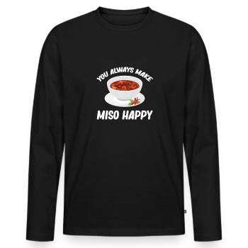Vous faites toujours plaisir au miso Cuisine chinoise - T-shirt manches longues Premium bio Homme - noir - Devant - Nico (187cm)