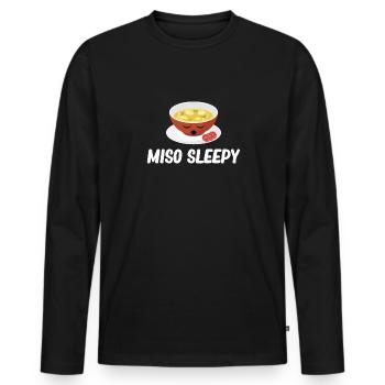 Miso Sleepy Miso Jeux de mots Asiatique Chinois - T-shirt manches longues Premium bio Homme - noir - Devant - Nico (187cm)