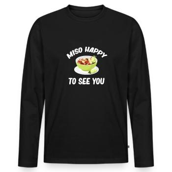 Miso heureux de vous voir Chinois asiatique - T-shirt manches longues Premium bio Homme - noir - Devant - Nico (187cm)
