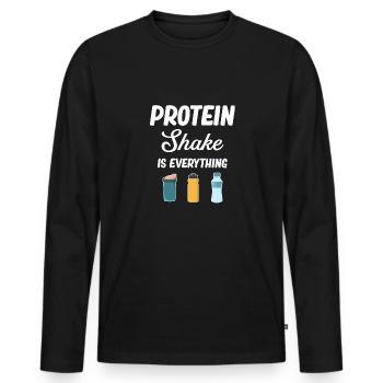 Protein-shake Ist Alles, Cardio-training, - Männer Premium Bio Langarmshirt - Schwarz - Vorne - Nico (187cm)